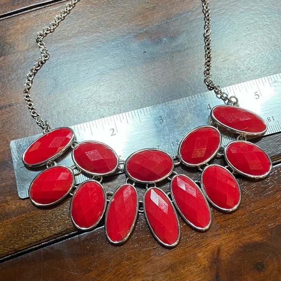 Vintage Red Matinee Necklace with Silver Chain - Picture 5 of 7